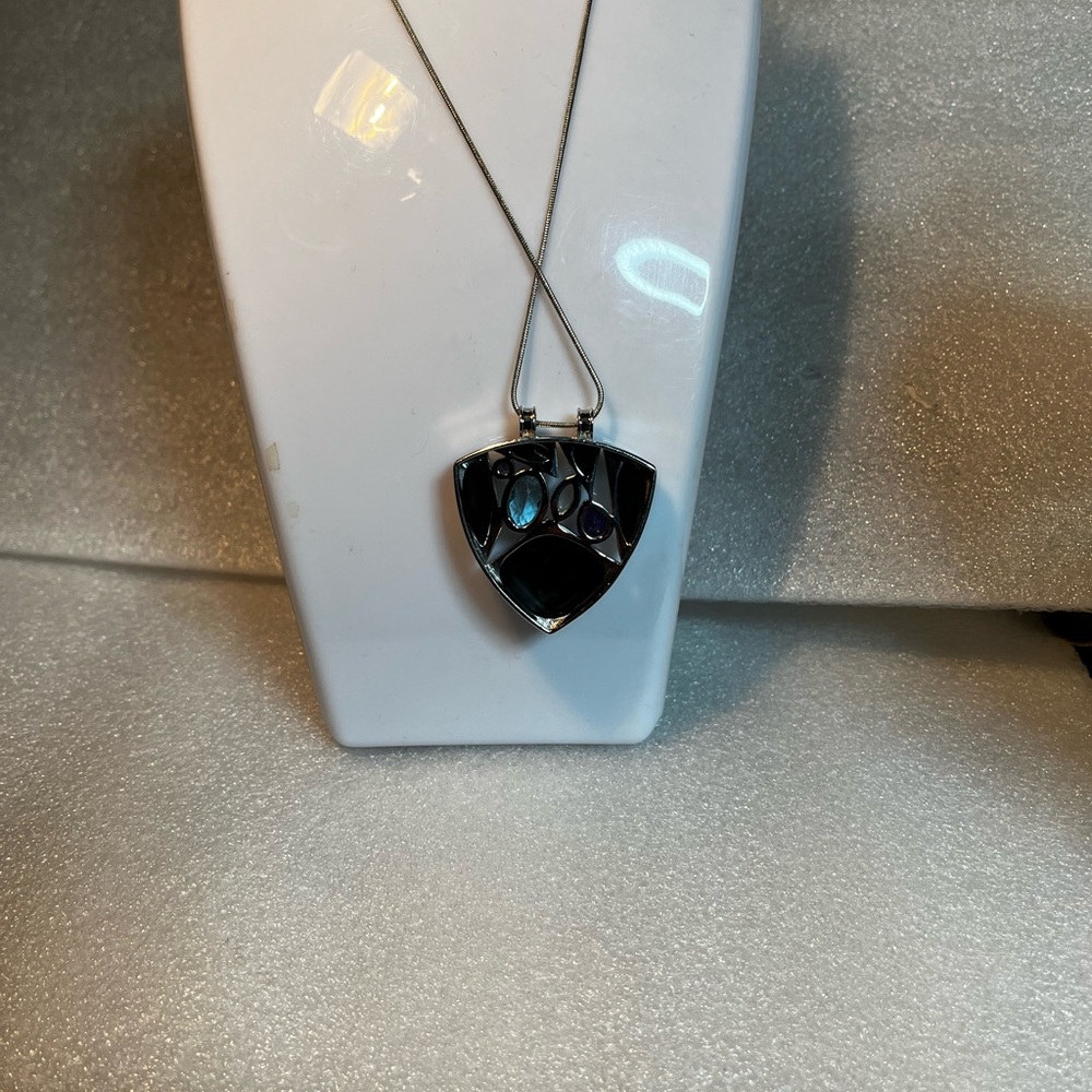 Sajen Silver - Labradorite & Multi Stone Necklace in Rhodium Overlay Sterling - Picture 2 of 4